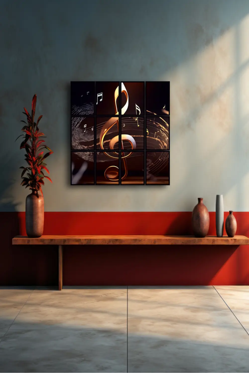 12 parça Müzik Sol Anahtar Çerçeve Görünümlü Mdf tablo Duvar Süsü