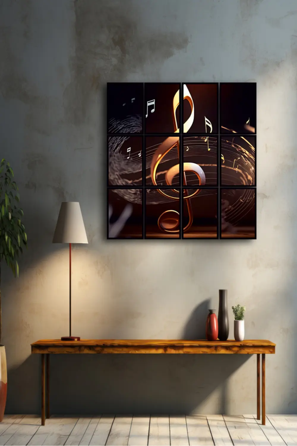 12 parça Müzik Sol Anahtar Çerçeve Görünümlü Mdf tablo Duvar Süsü