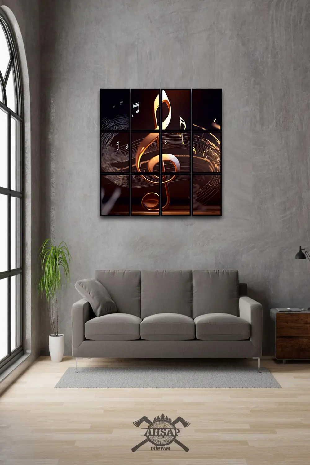 12 parça Müzik Sol Anahtar Çerçeve Görünümlü Mdf tablo Duvar Süsü