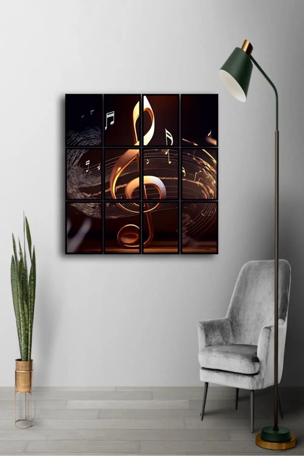 12 parça Müzik Sol Anahtar Çerçeve Görünümlü Mdf tablo Duvar Süsü