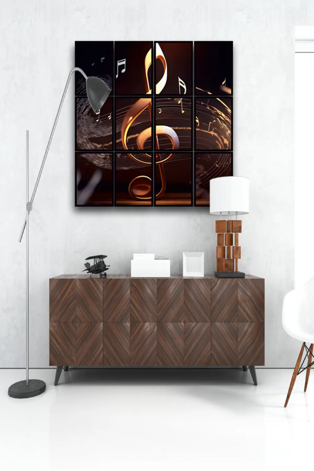 12 parça Müzik Sol Anahtar Çerçeve Görünümlü Mdf tablo Duvar Süsü