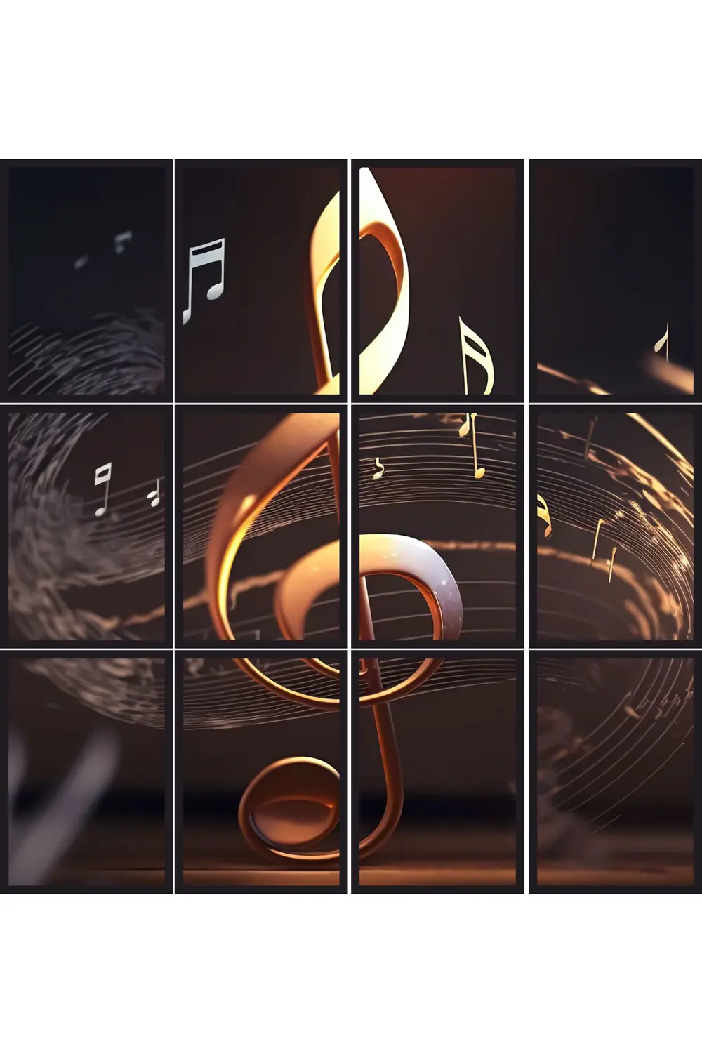 12 parça Müzik Sol Anahtar Çerçeve Görünümlü Mdf tablo Duvar Süsü