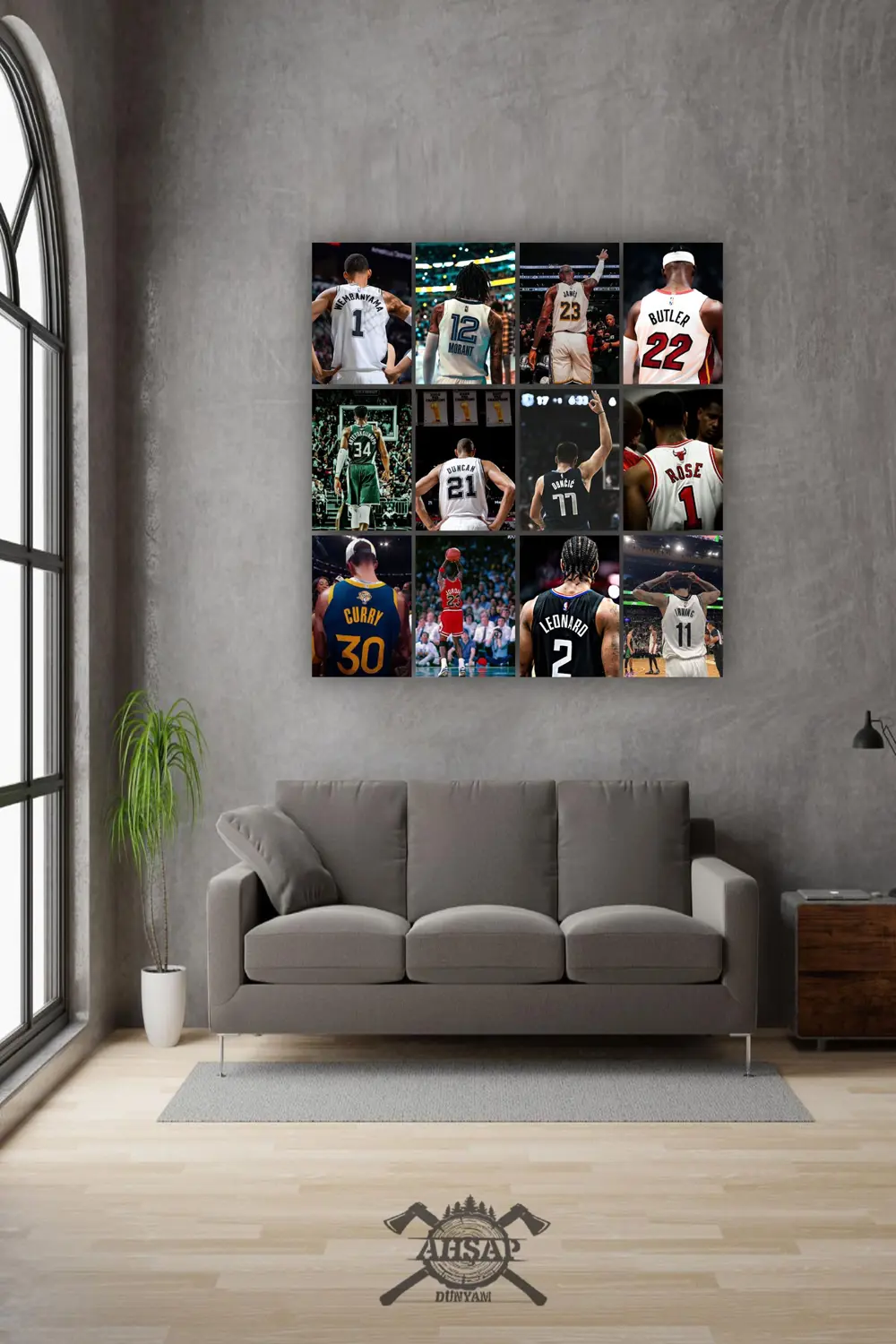 12 parça NBA, Basketbol Oyuncuları Resimleri Çerçeve Görünümlü Md