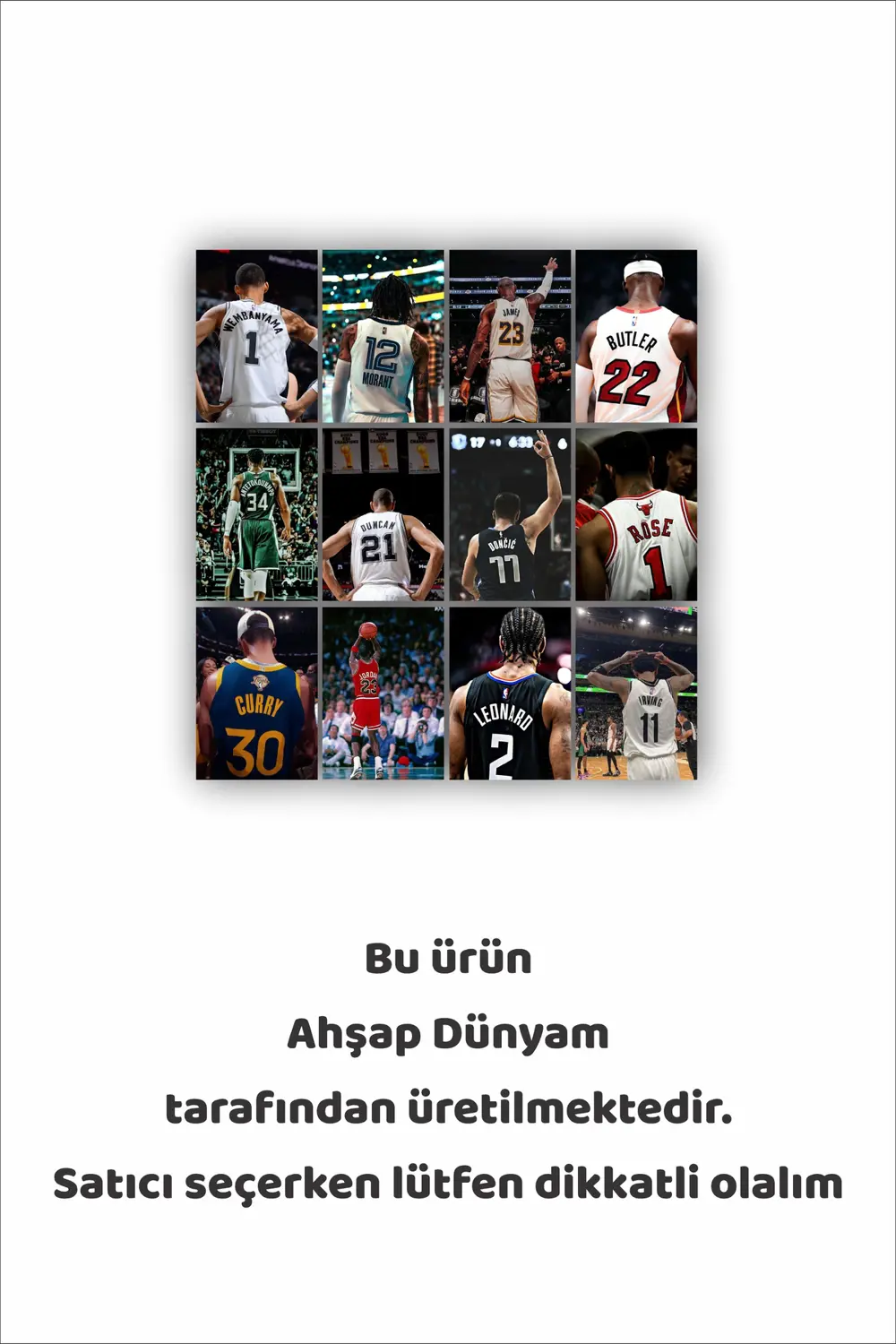 12 parça NBA, Basketbol Oyuncuları Resimleri Çerçeve Görünümlü Md