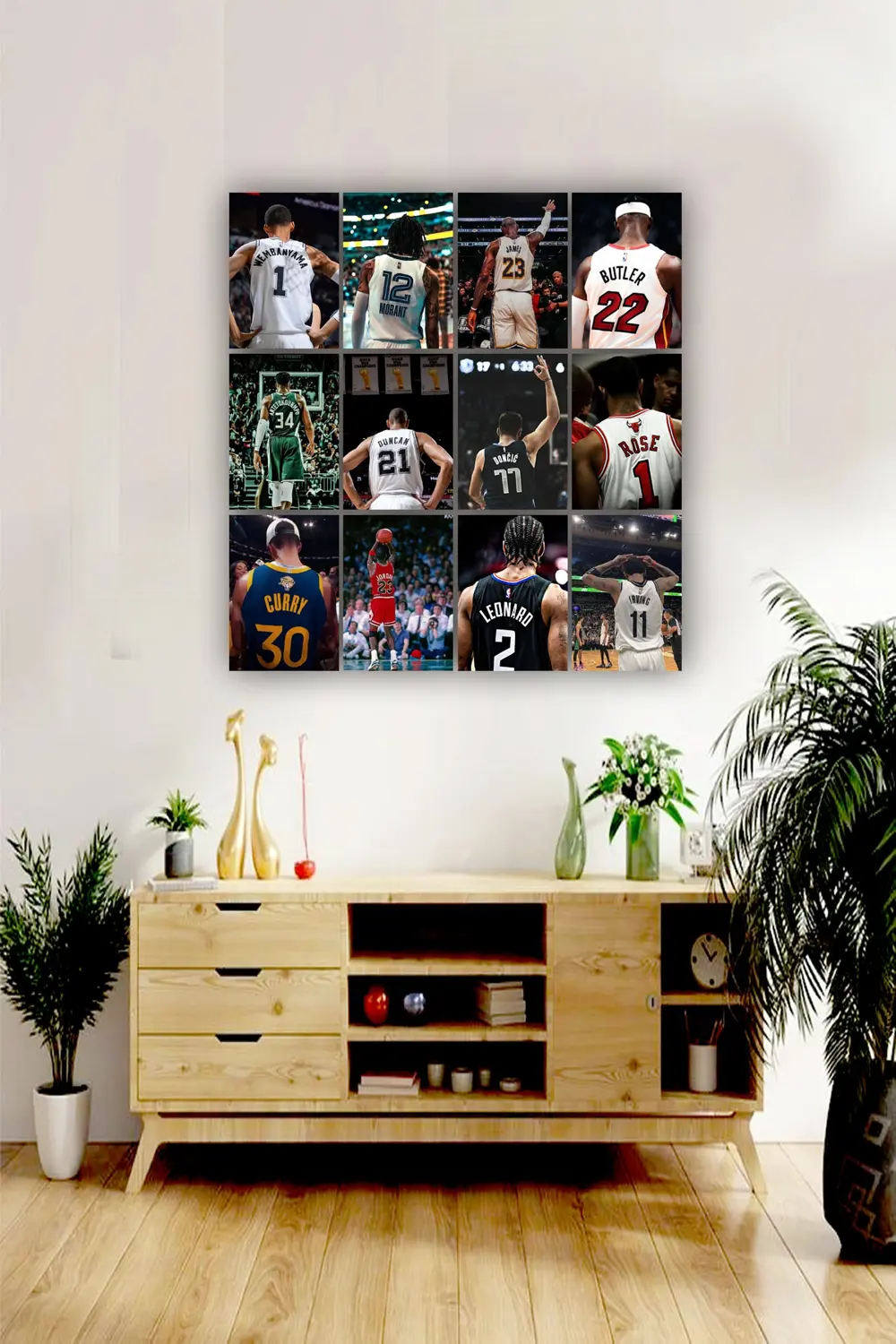 12 parça NBA, Basketbol Oyuncuları Resimleri Çerçeve Görünümlü Md