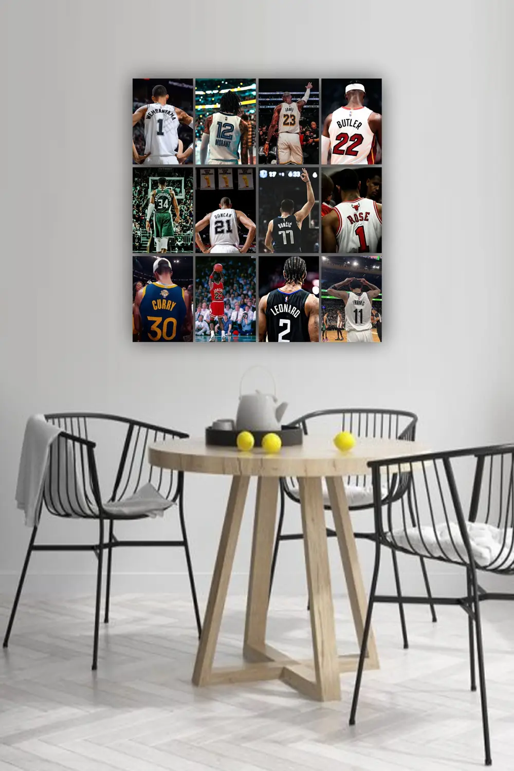 12 parça NBA, Basketbol Oyuncuları Resimleri Çerçeve Görünümlü Md