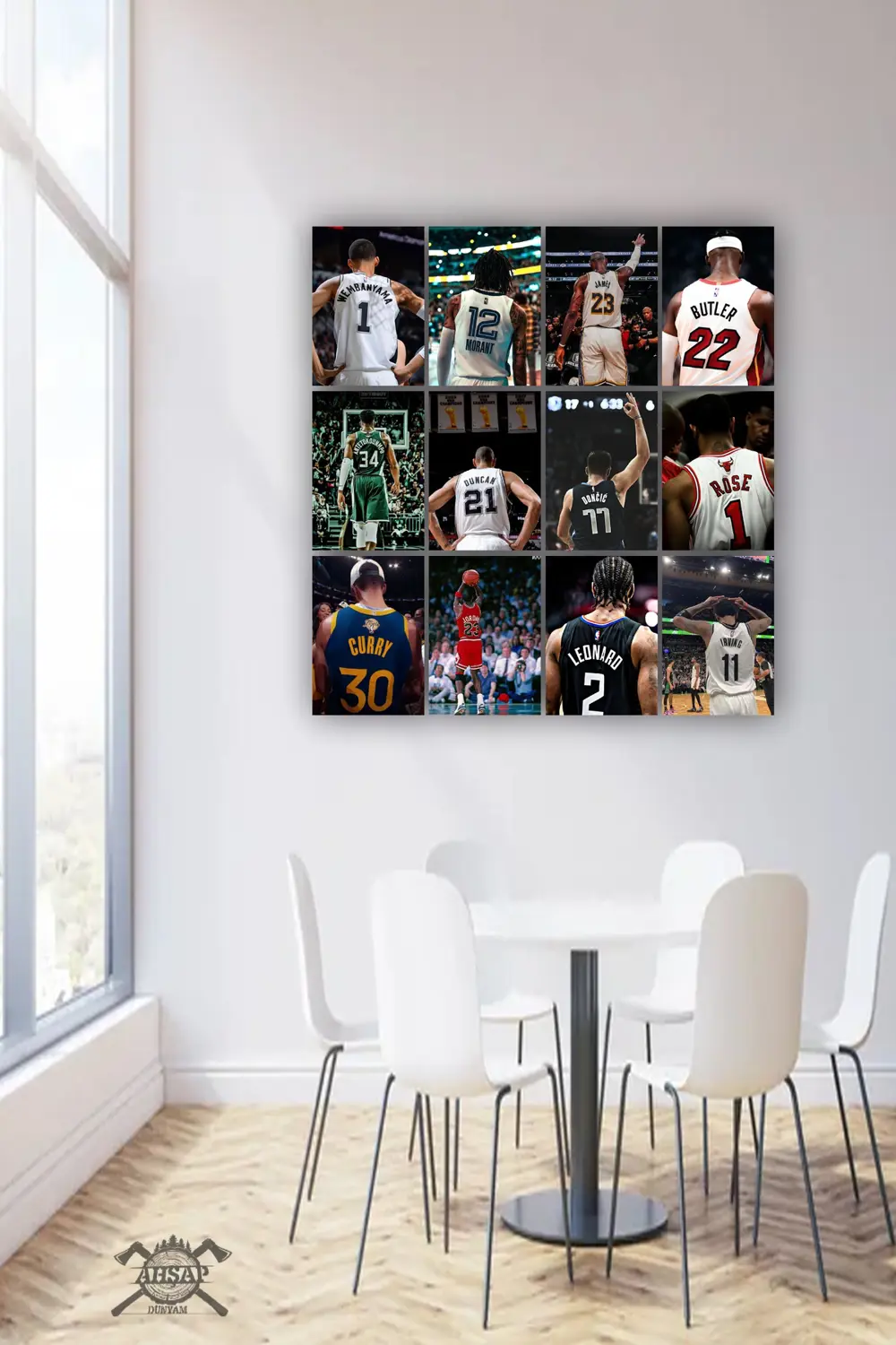 12 parça NBA, Basketbol Oyuncuları Resimleri Çerçeve Görünümlü Md