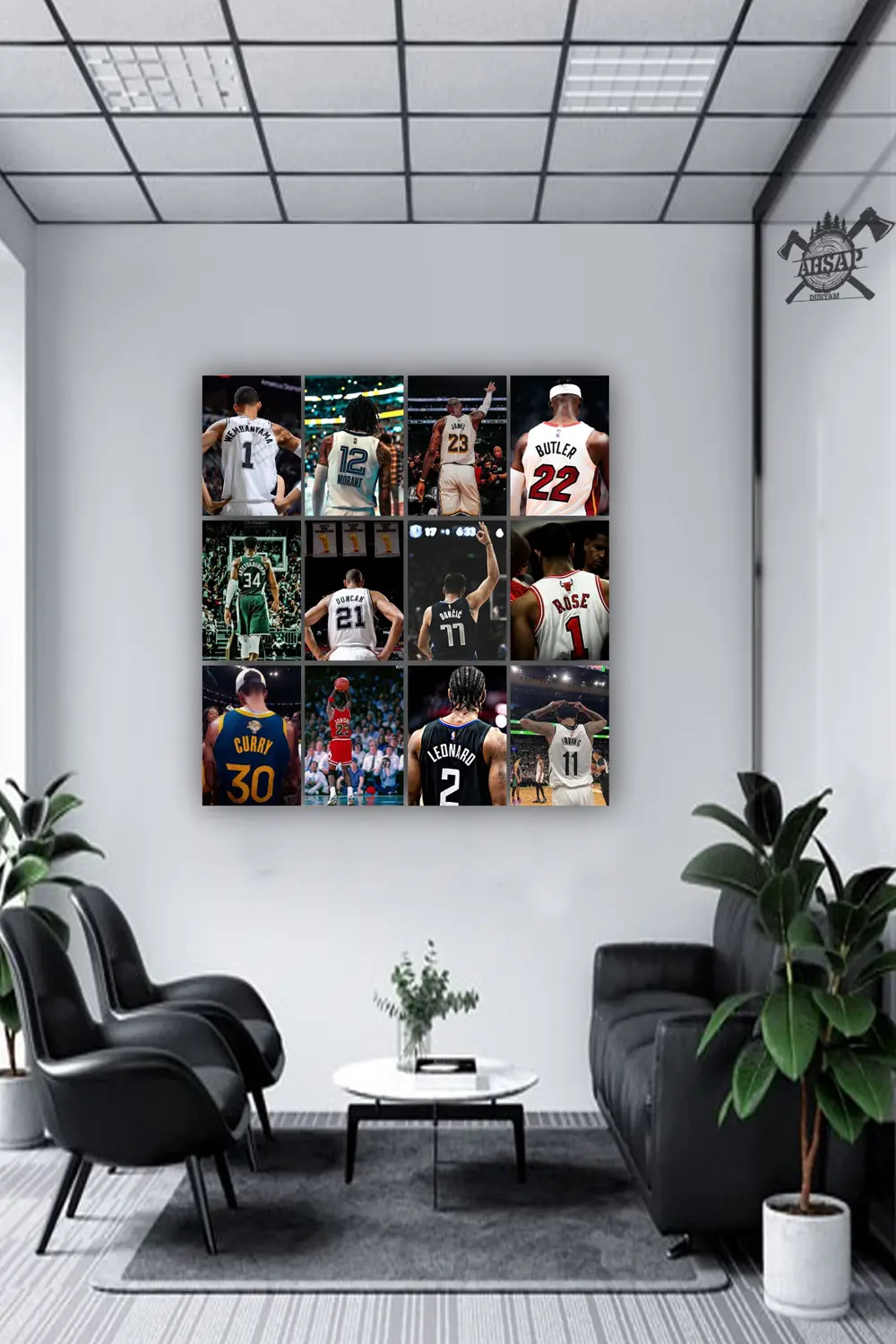 12 parça NBA, Basketbol Oyuncuları Resimleri Çerçeve Görünümlü Md
