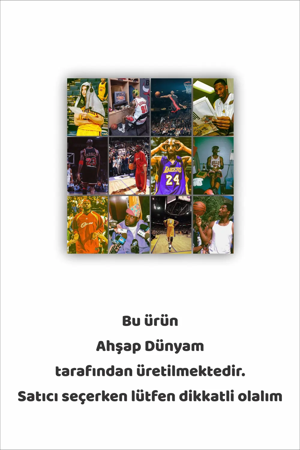 12 parça NBA Oyuncuları Resimleri Çerçeve Görünümlü Mdf tablo Duv