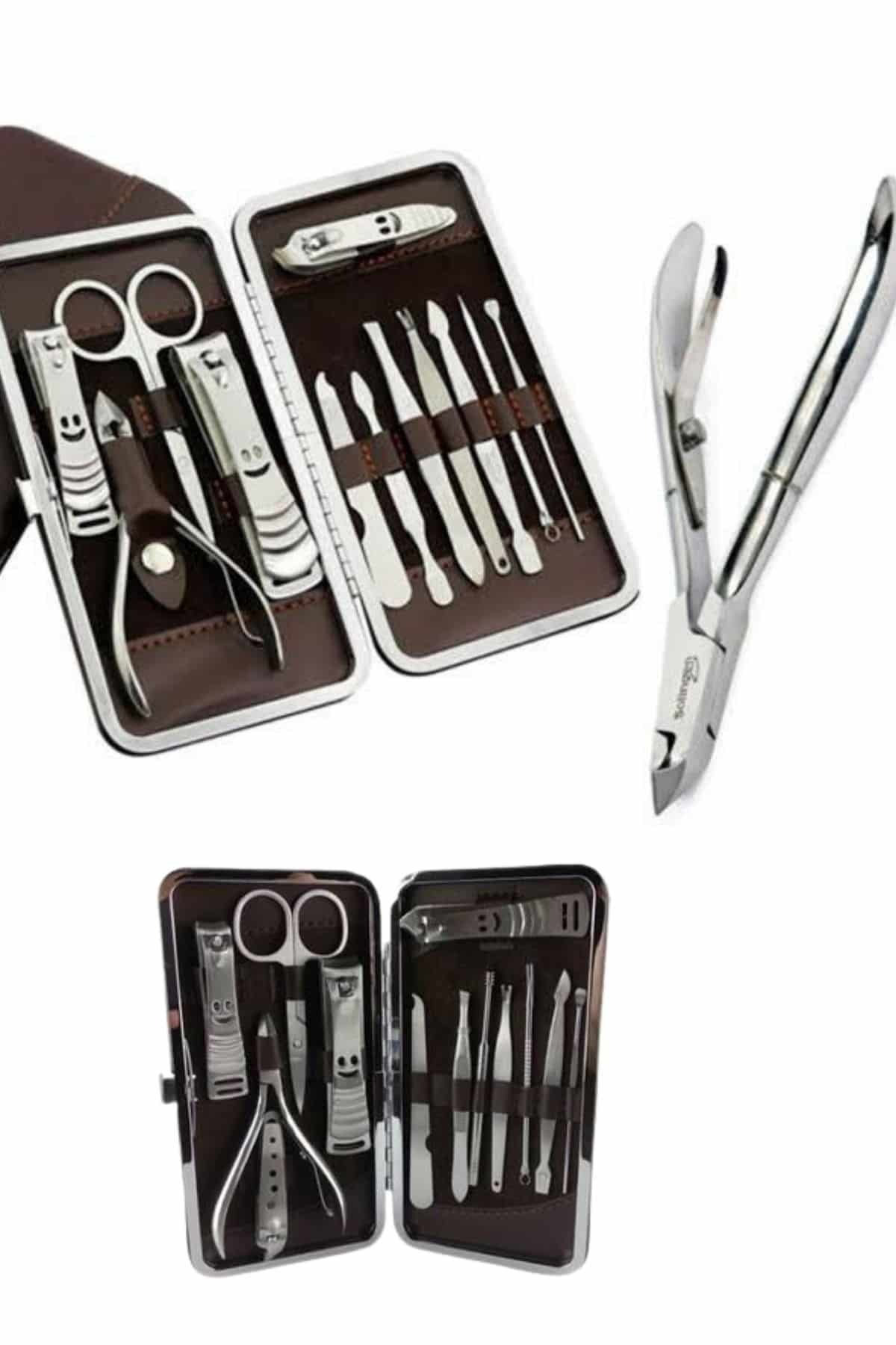 12 Parça Paslanmaz Çelik Kompakt ve Taşınabilir Manikür Makası Tı