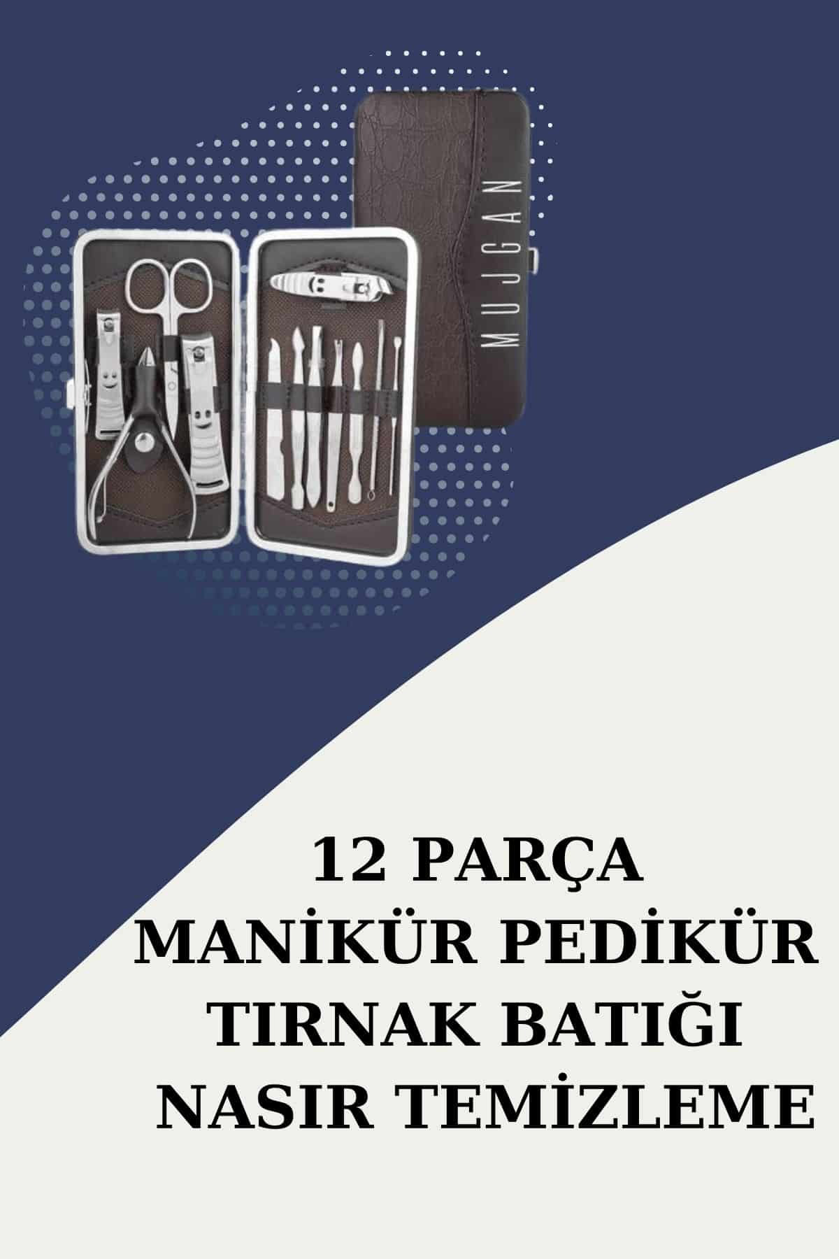 12 Parça Paslanmaz Çelik Kompakt ve Taşınabilir Manikür Makası Tı