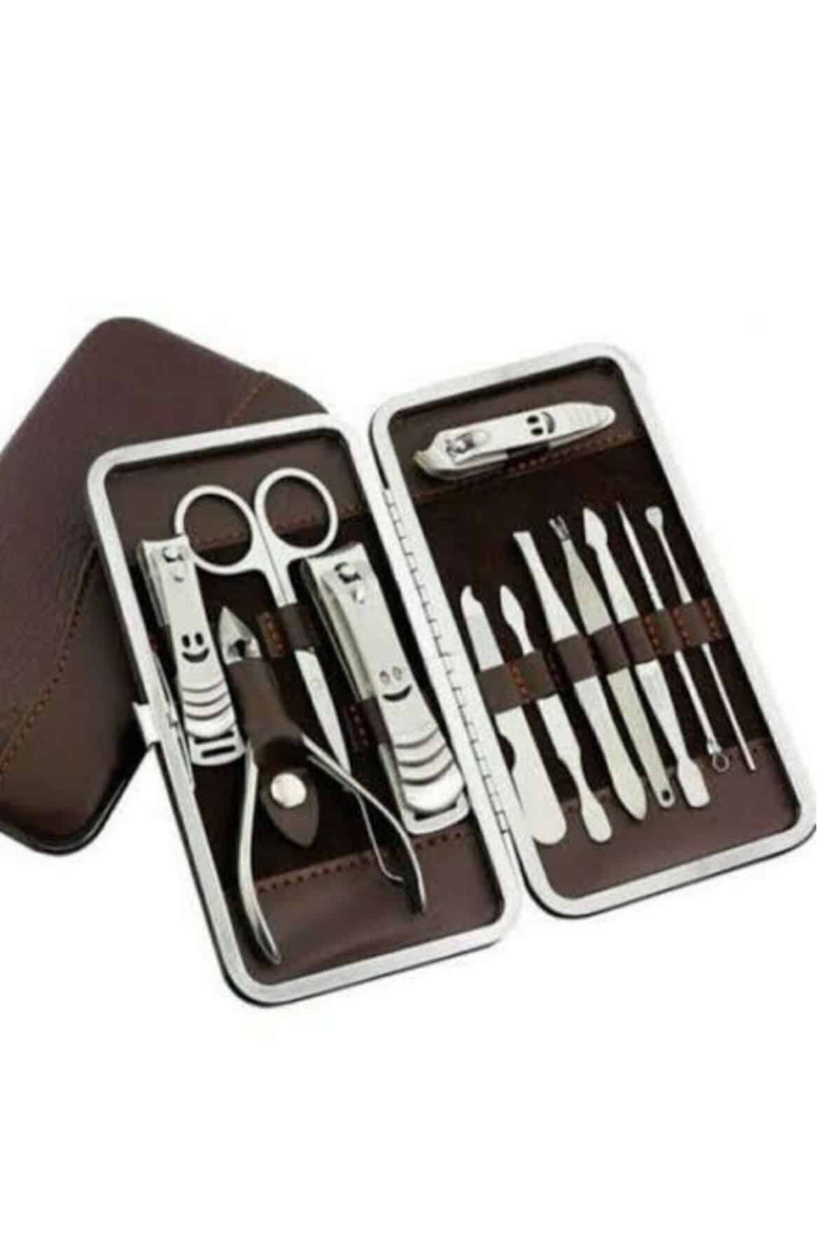 12 Parça Paslanmaz Çelik Kompakt ve Taşınabilir Manikür Makası Tı