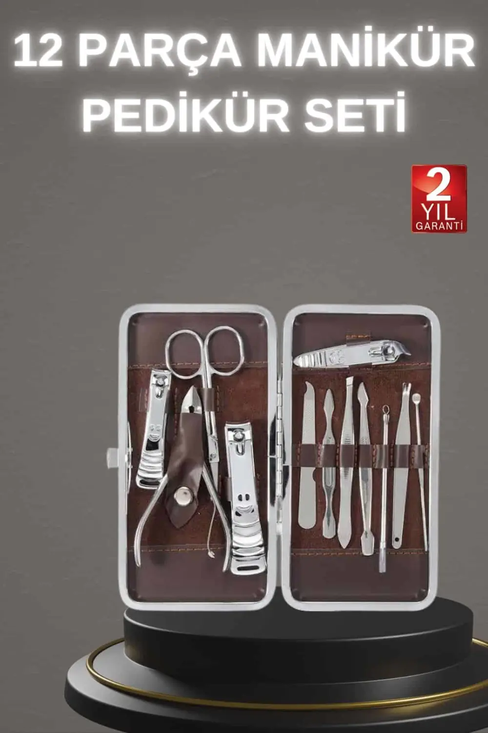 12 Parça Paslanmaz Çelik Kompakt ve Taşınabilir Manikür Makası Tı