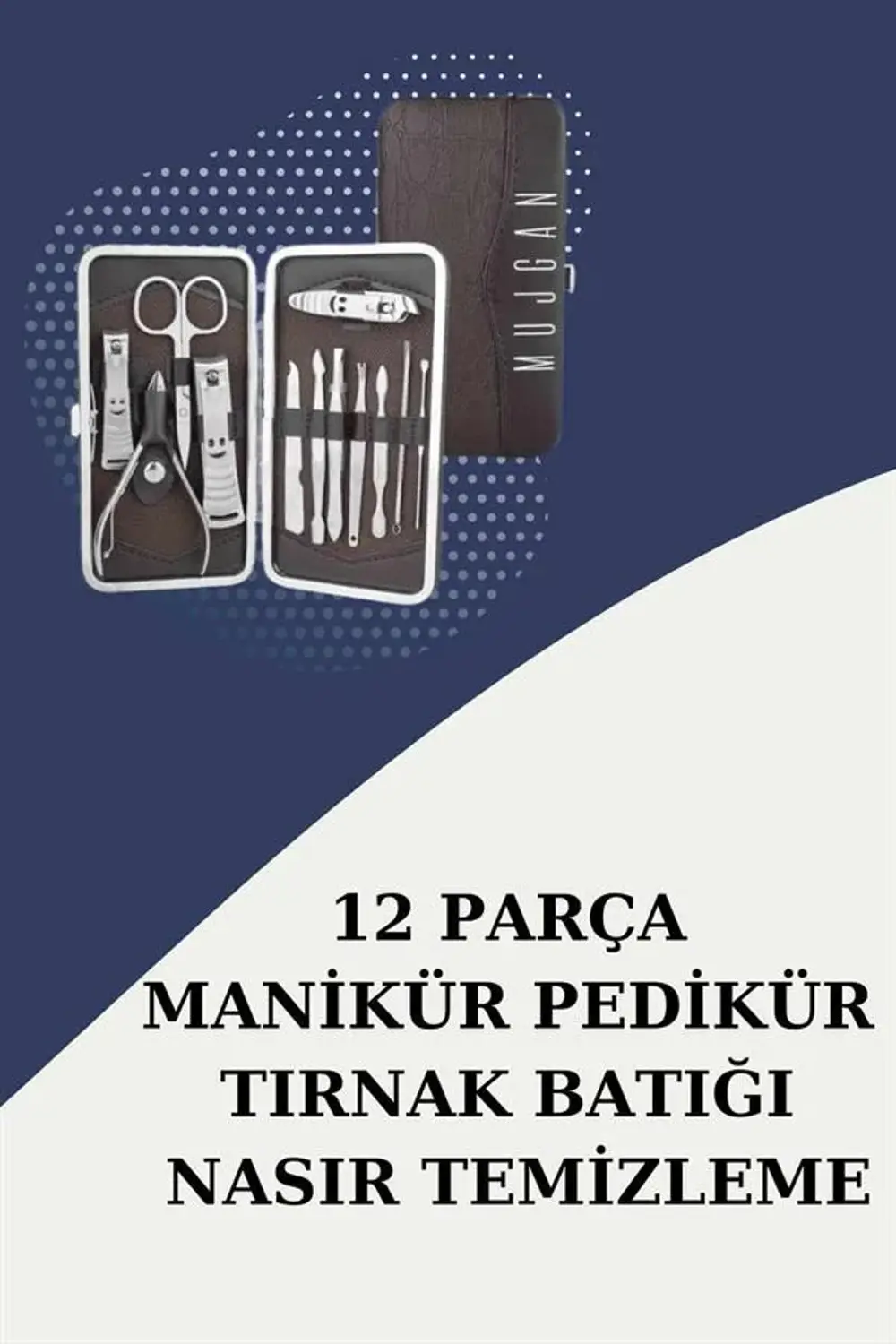12 Parça Paslanmaz Çelik Kompakt ve Taşınabilir Manikür Makası Tı