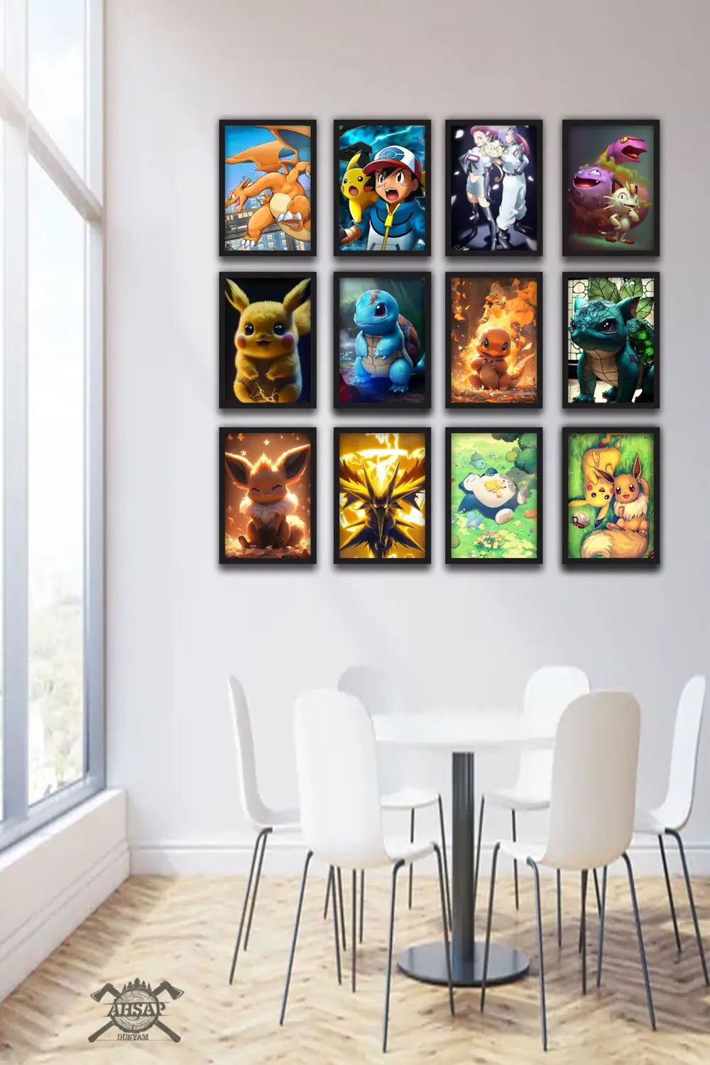 12 parça Pokemon Çerçeve Görünümlü Mdf tablo Duvar Süsü Hediyelik