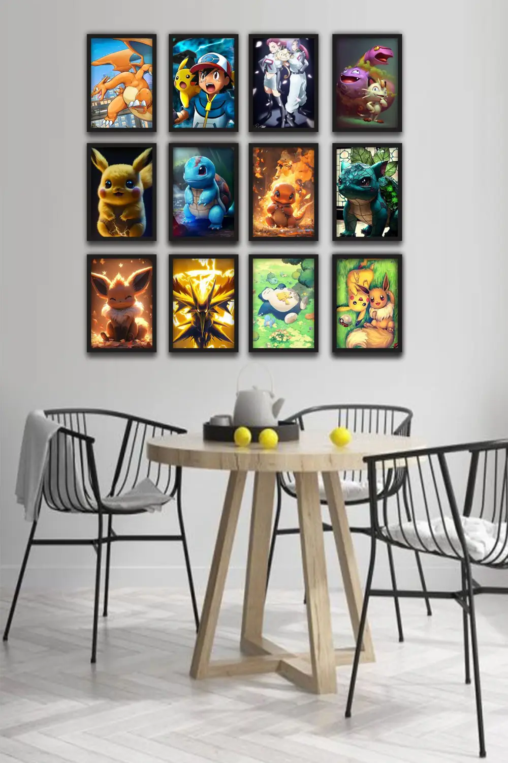 12 parça Pokemon Çerçeve Görünümlü Mdf tablo Duvar Süsü Hediyelik