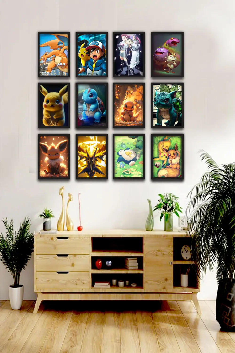 12 parça Pokemon Çerçeve Görünümlü Mdf tablo Duvar Süsü Hediyelik