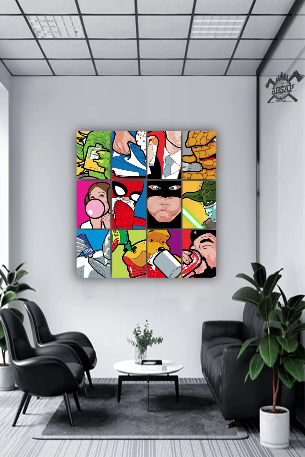 12 parça Pop Art Film Karakterleri Resimleri Çerçeve Görünümlü Md
