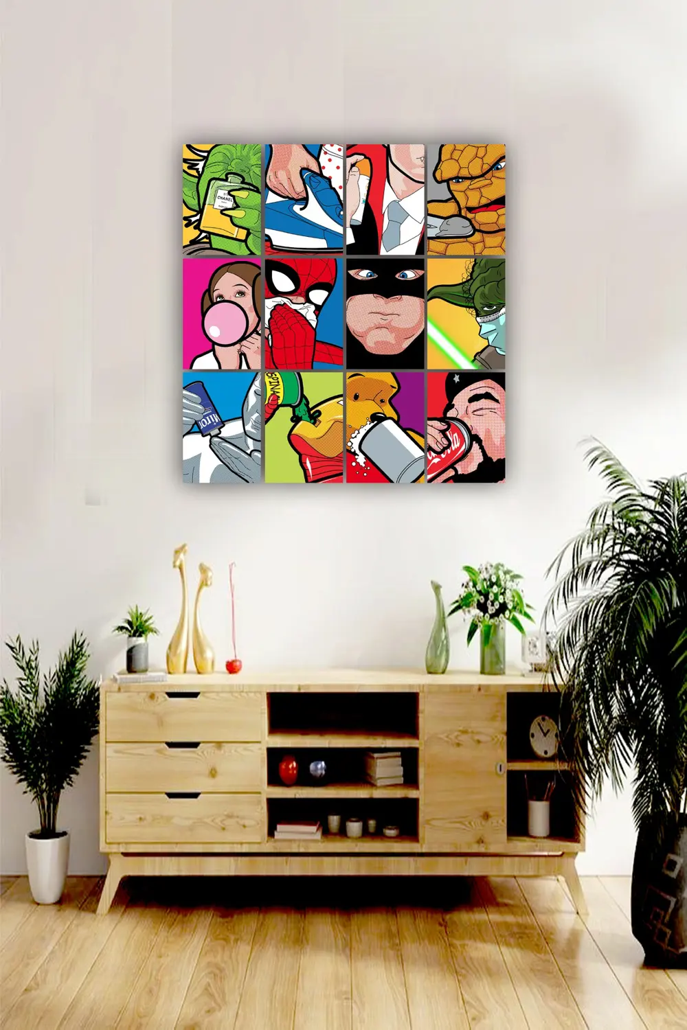 12 parça Pop Art Film Karakterleri Resimleri Çerçeve Görünümlü Md