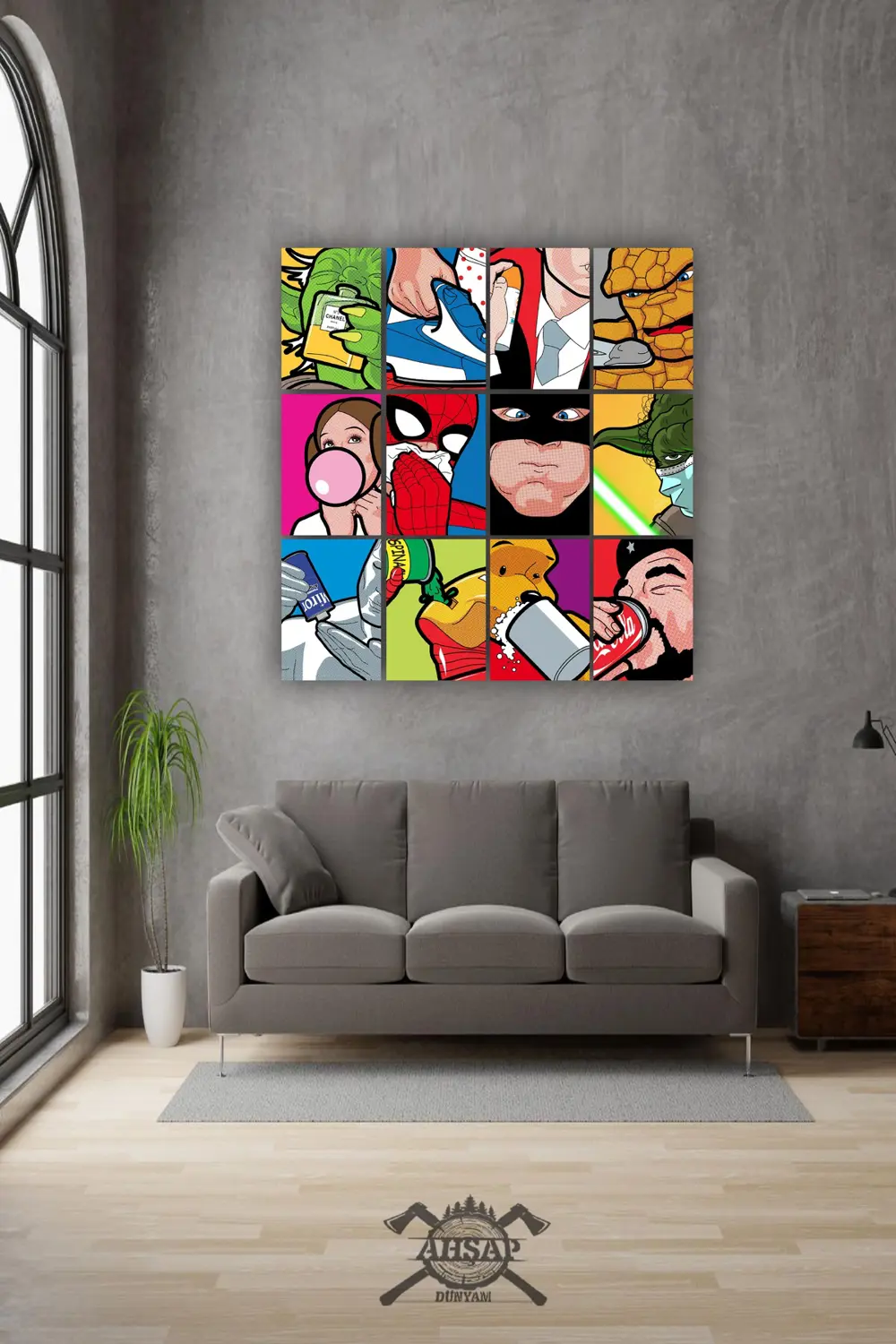 12 parça Pop Art Film Karakterleri Resimleri Çerçeve Görünümlü Md