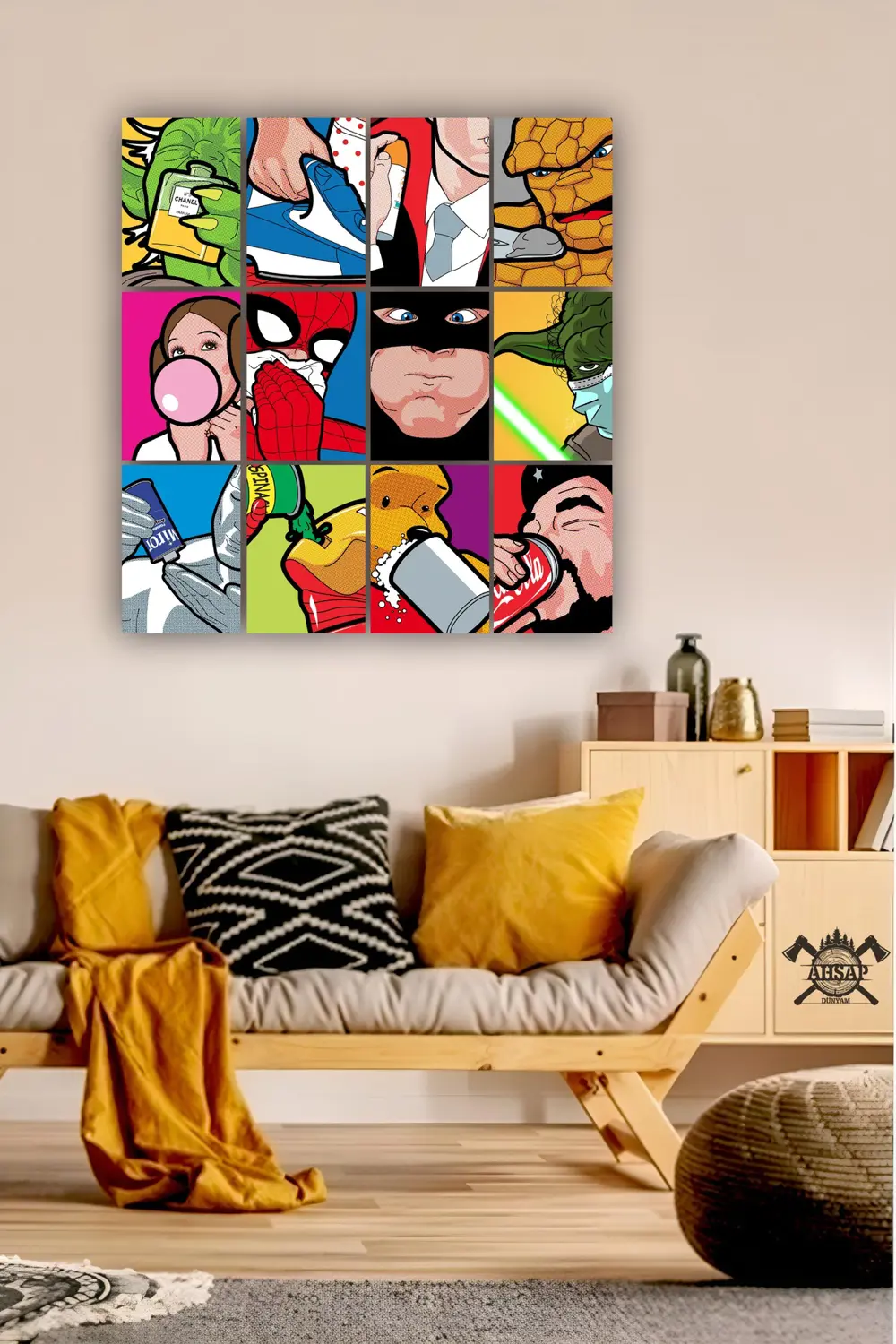 12 parça Pop Art Film Karakterleri Resimleri Çerçeve Görünümlü Md