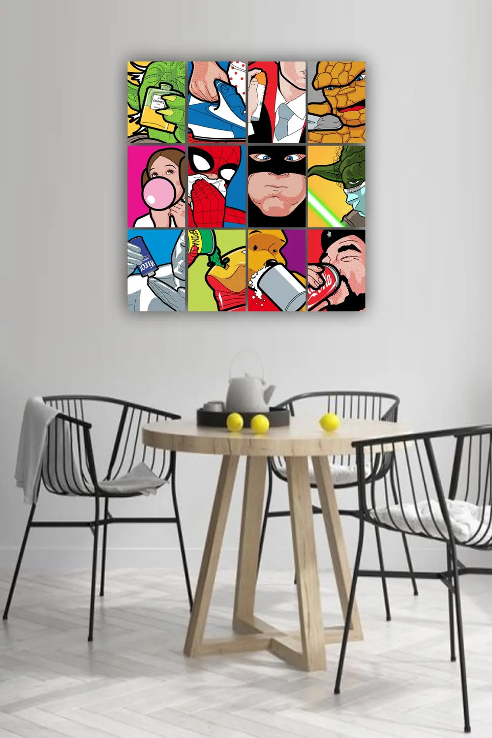 12 parça Pop Art Film Karakterleri Resimleri Çerçeve Görünümlü Md