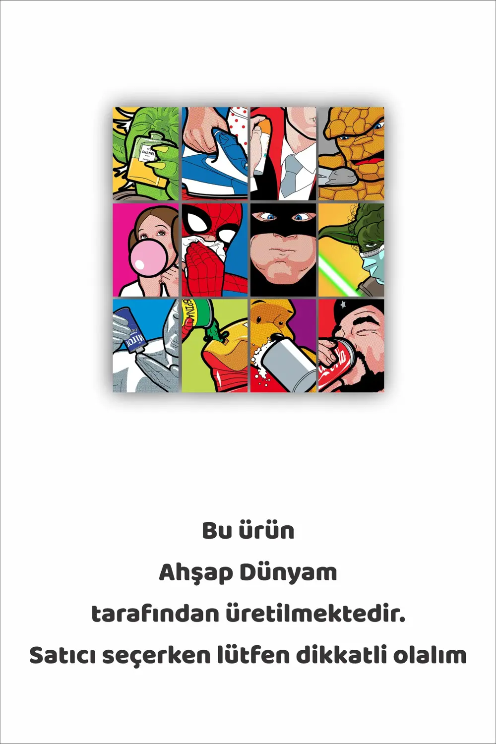12 parça Pop Art Film Karakterleri Resimleri Çerçeve Görünümlü Md