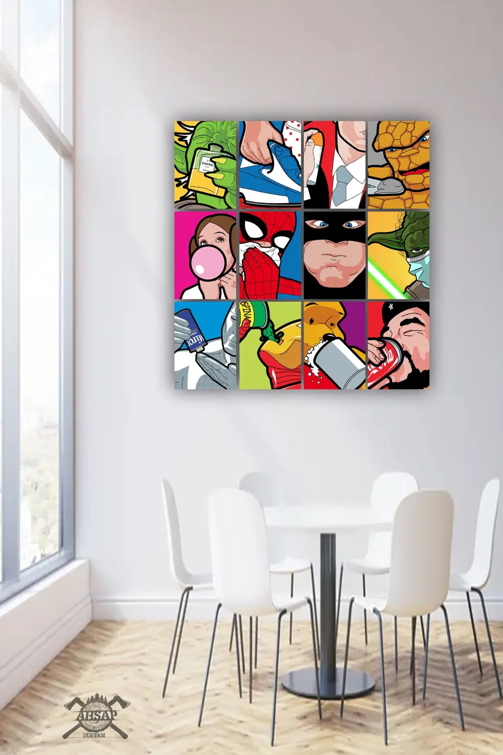 12 parça Pop Art Film Karakterleri Resimleri Çerçeve Görünümlü Md