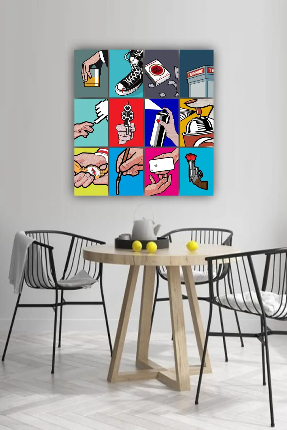 12 parça Pop Art Resimleri Çerçeve Görünümlü Mdf tablo Duvar Süsü