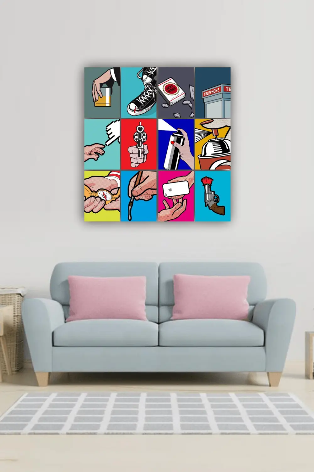 12 parça Pop Art Resimleri Çerçeve Görünümlü Mdf tablo Duvar Süsü