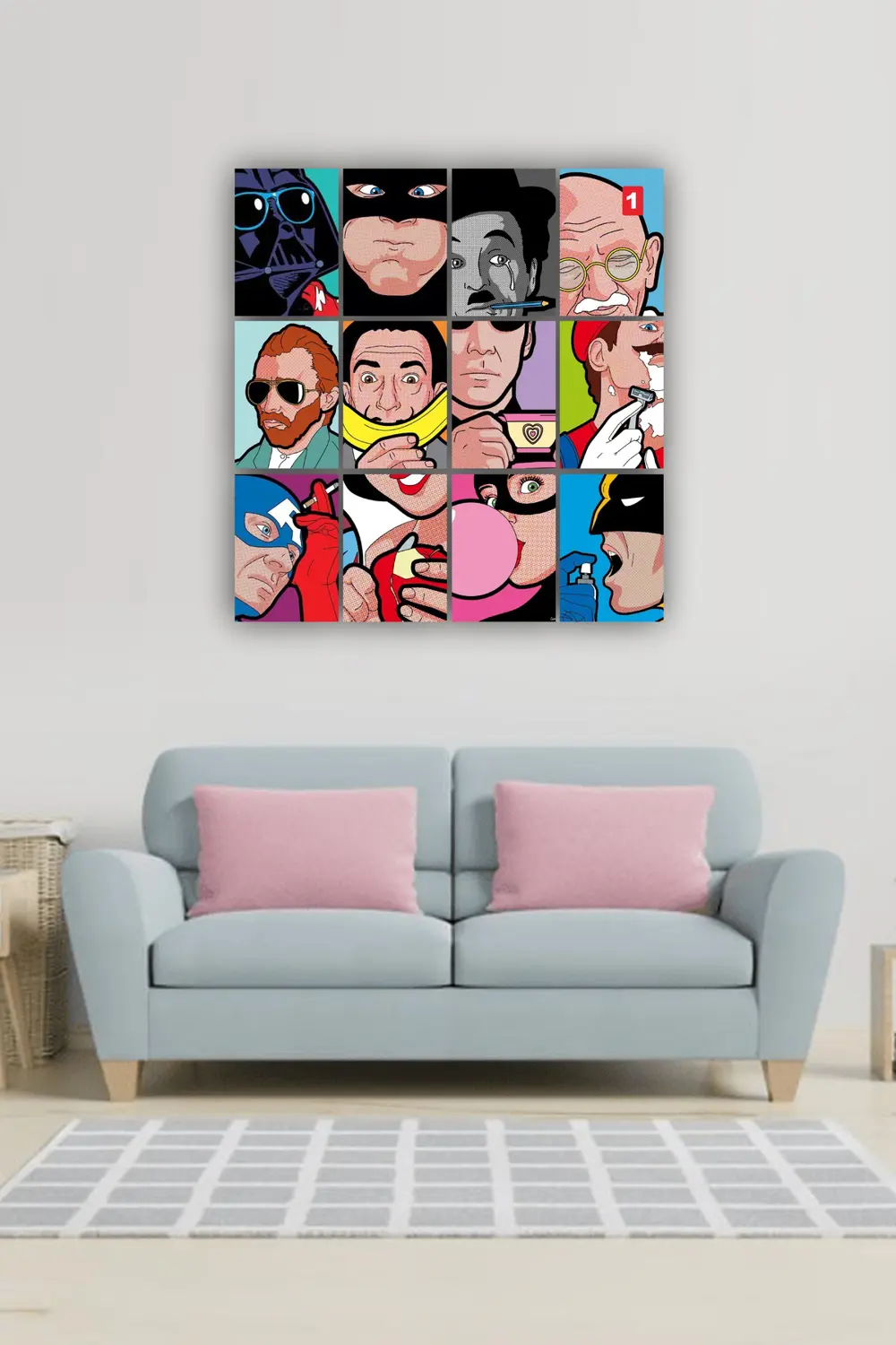 12 parça Popüler Sanat Resimleri Çerçeve Görünümlü Mdf tablo Duva