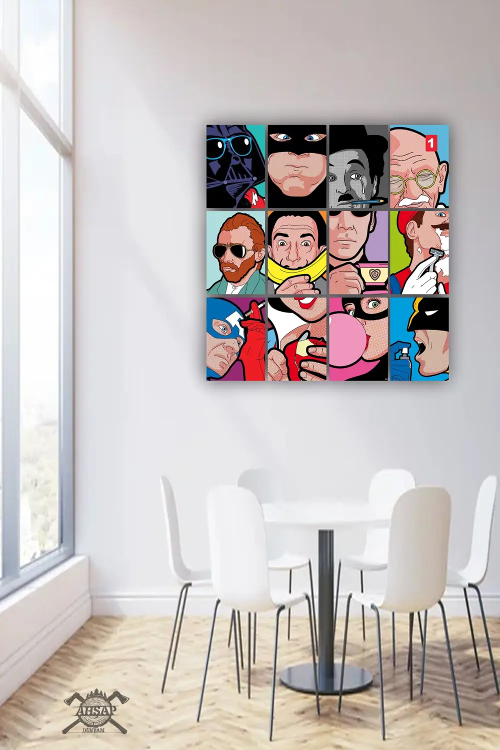 12 parça Popüler Sanat Resimleri Çerçeve Görünümlü Mdf tablo Duva