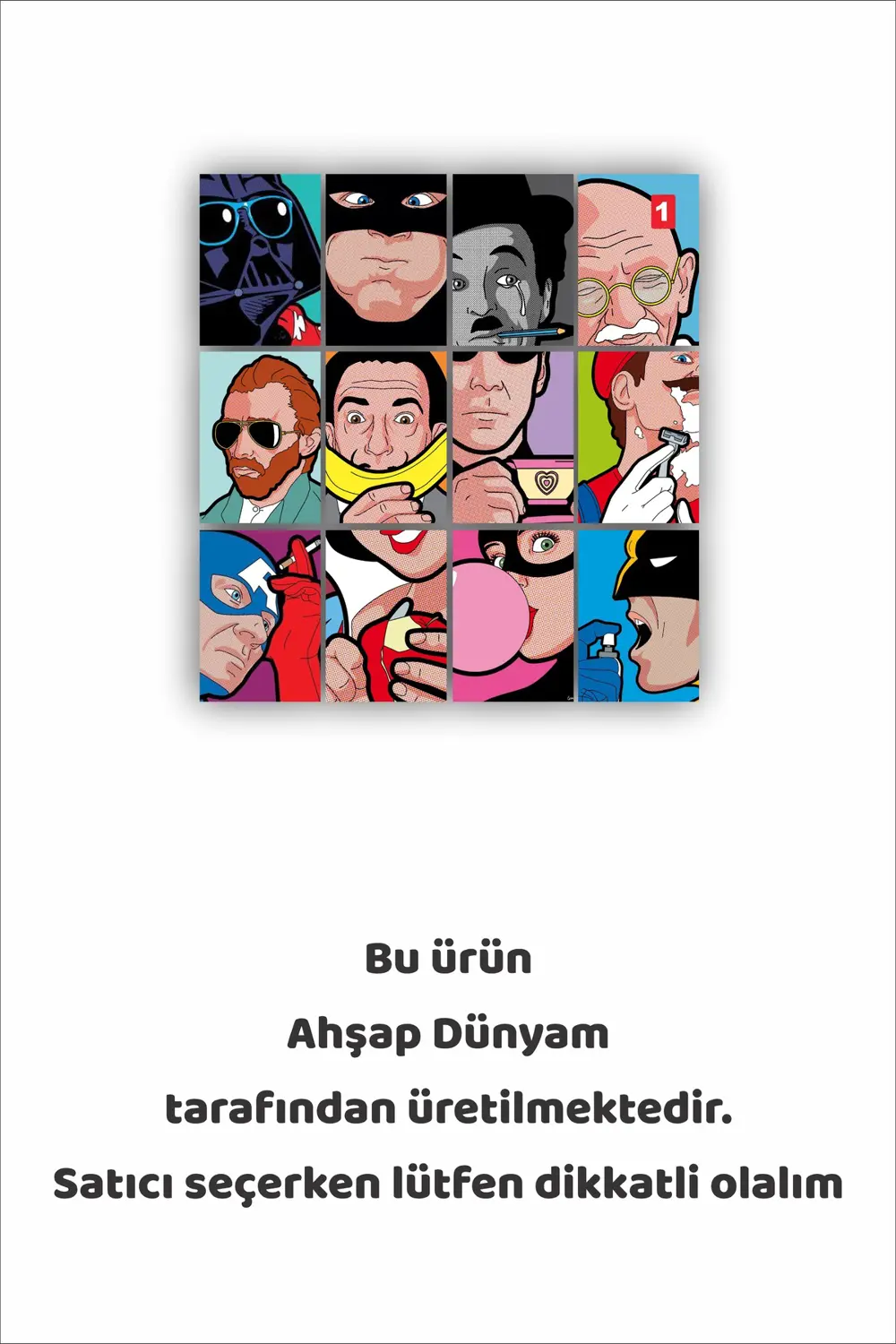 12 parça Popüler Sanat Resimleri Çerçeve Görünümlü Mdf tablo Duva