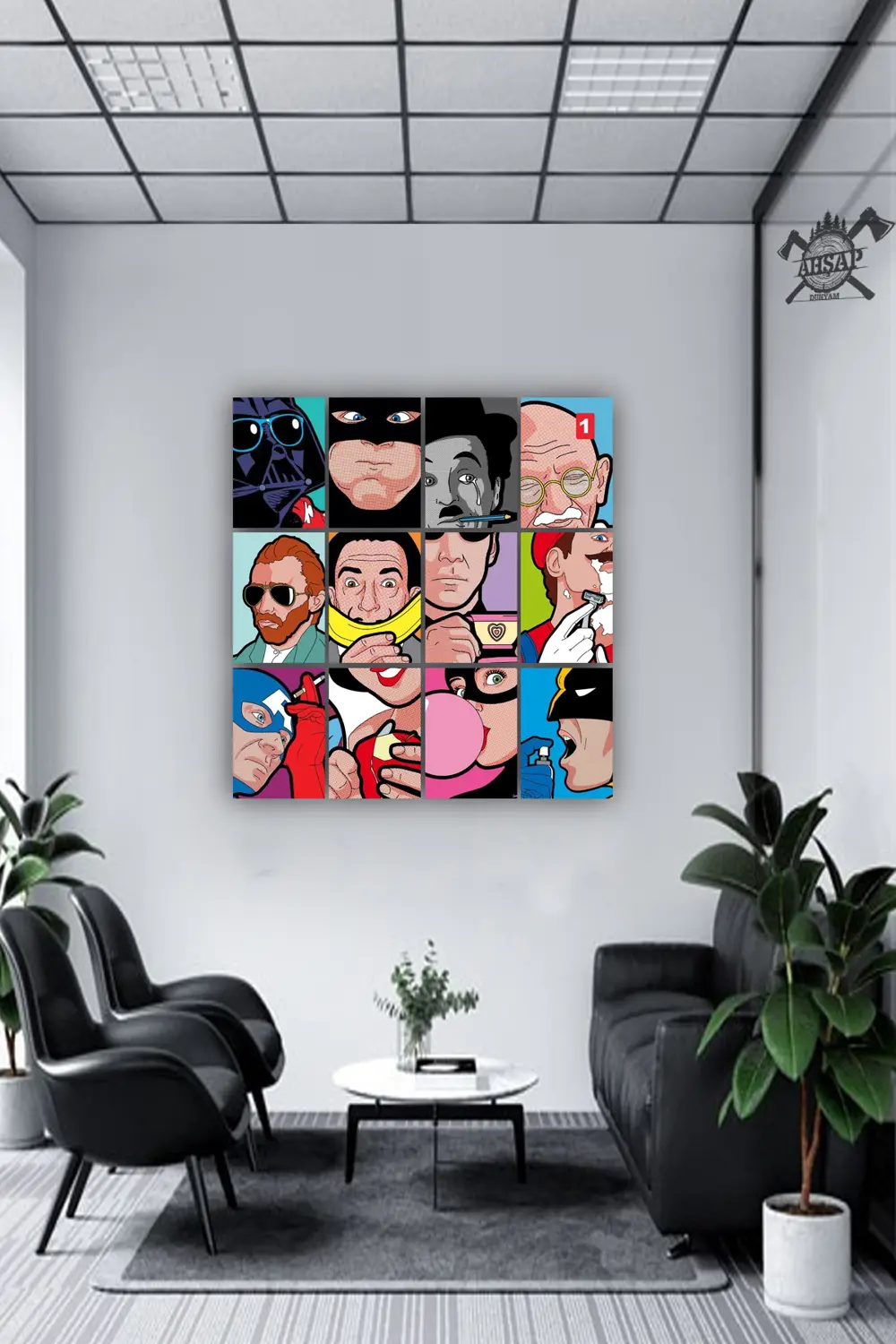 12 parça Popüler Sanat Resimleri Çerçeve Görünümlü Mdf tablo Duva