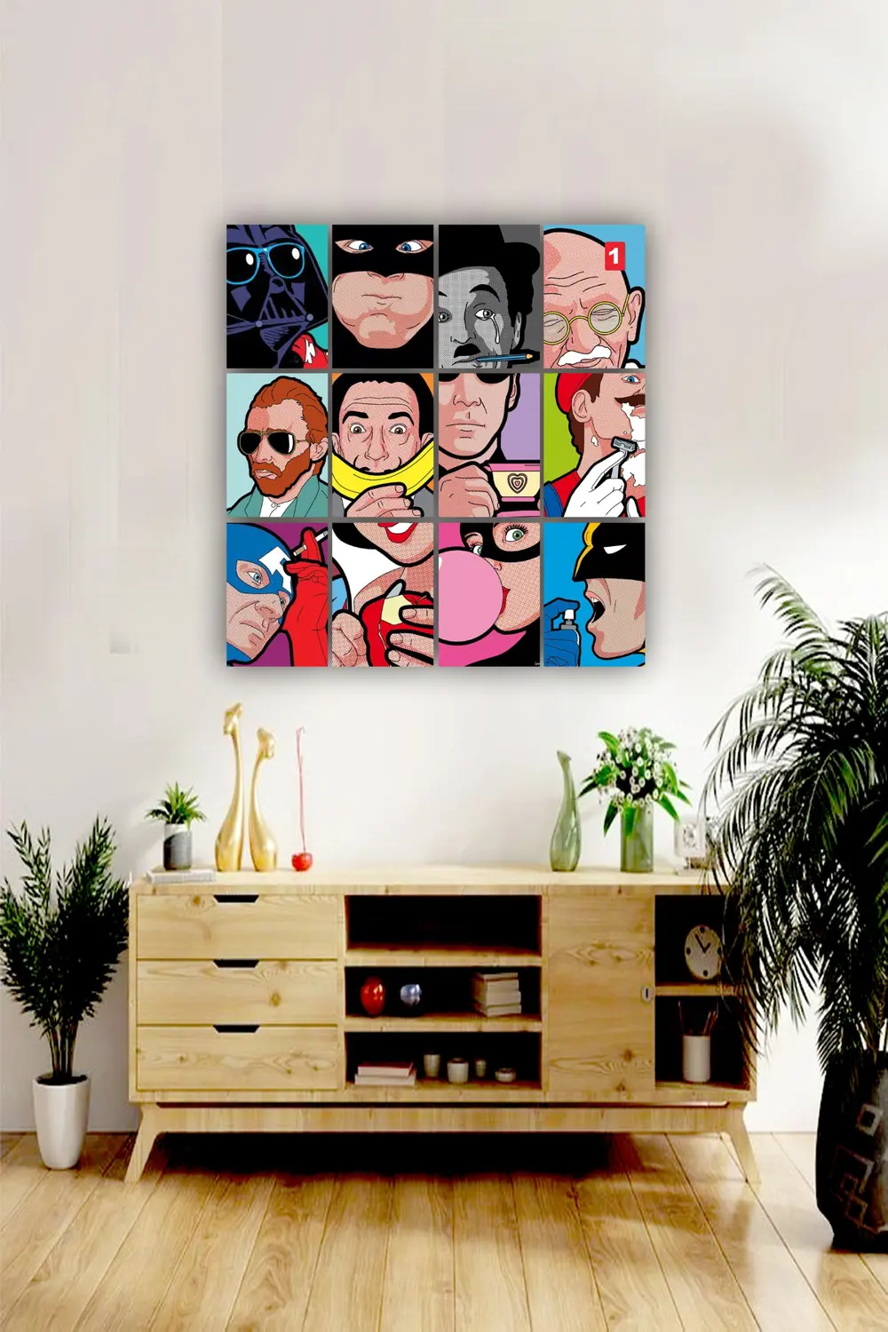 12 parça Popüler Sanat Resimleri Çerçeve Görünümlü Mdf tablo Duva