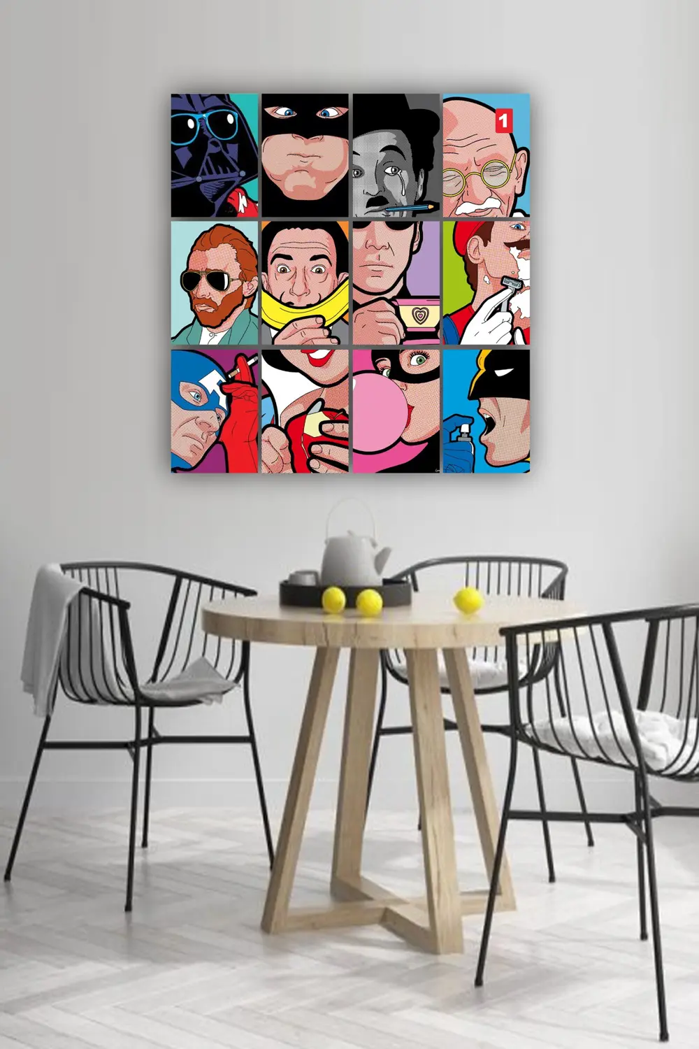 12 parça Popüler Sanat Resimleri Çerçeve Görünümlü Mdf tablo Duva