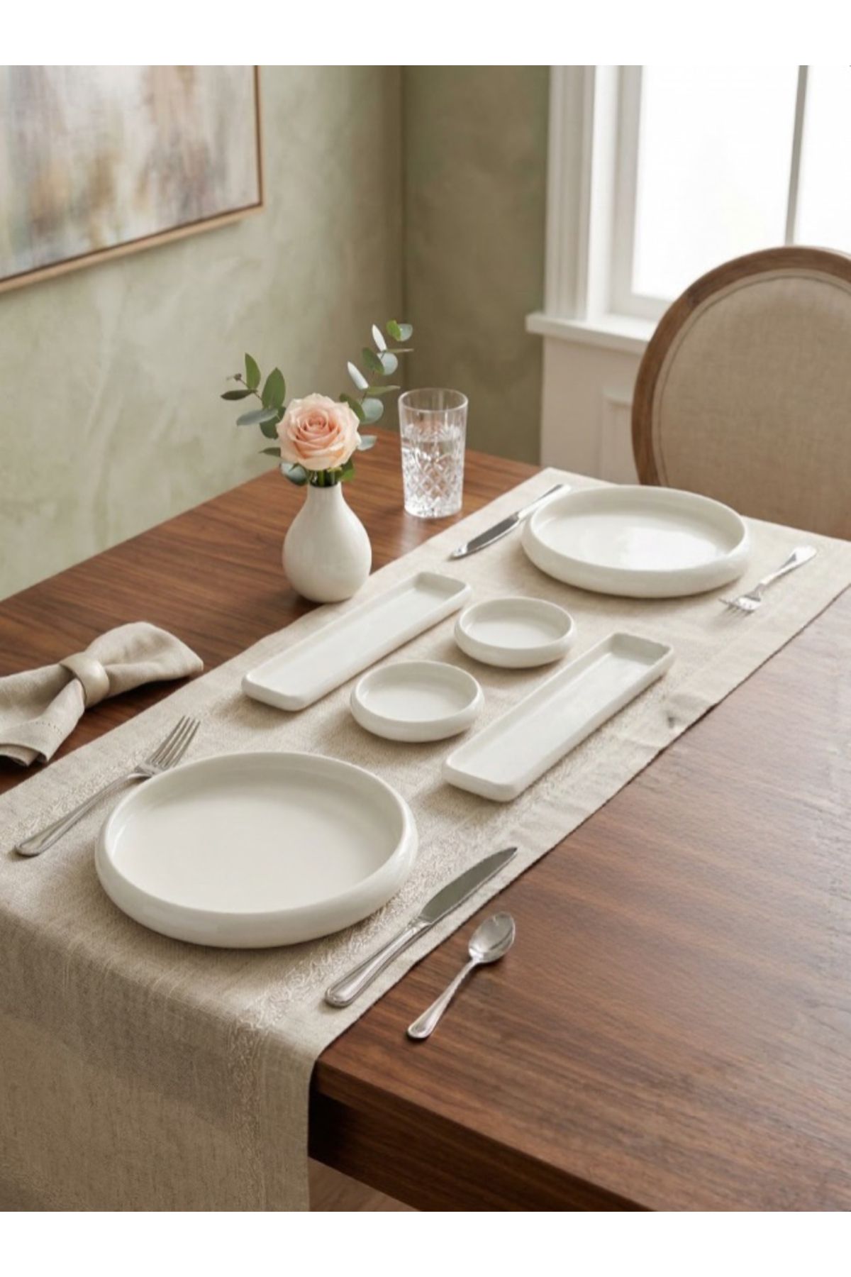 12 Parça Porselen Kahvaltı Takımı Sunum Seti 23.5cm Servis 28cm S