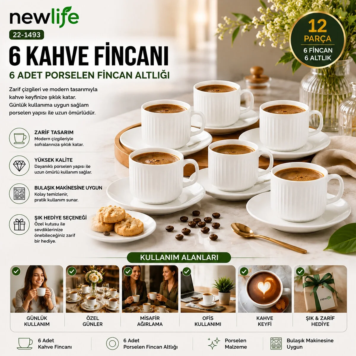 12 Parça  Porselen Kahve Fincanı Bx40 Fiyatı, Yorumları ve Özellikleri