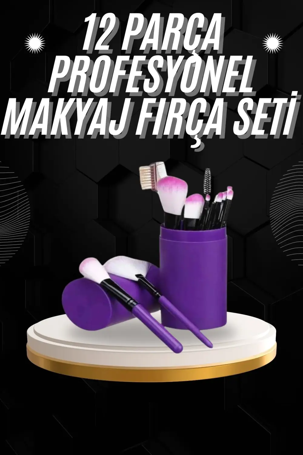 12 Parça Profesyonel Makyaj Fırçası Far Fırçası Allık Fırçası Yum