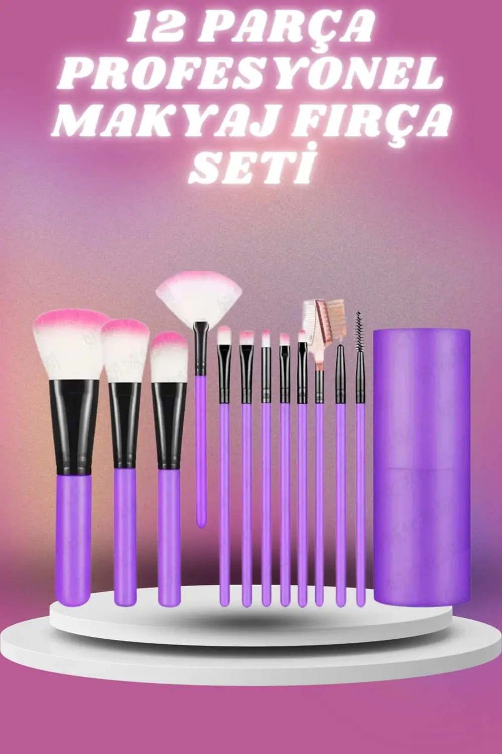 12 Parça Profesyonel Makyaj Seti Yumuşak Kıllı Yüz ve Göz Makyajı