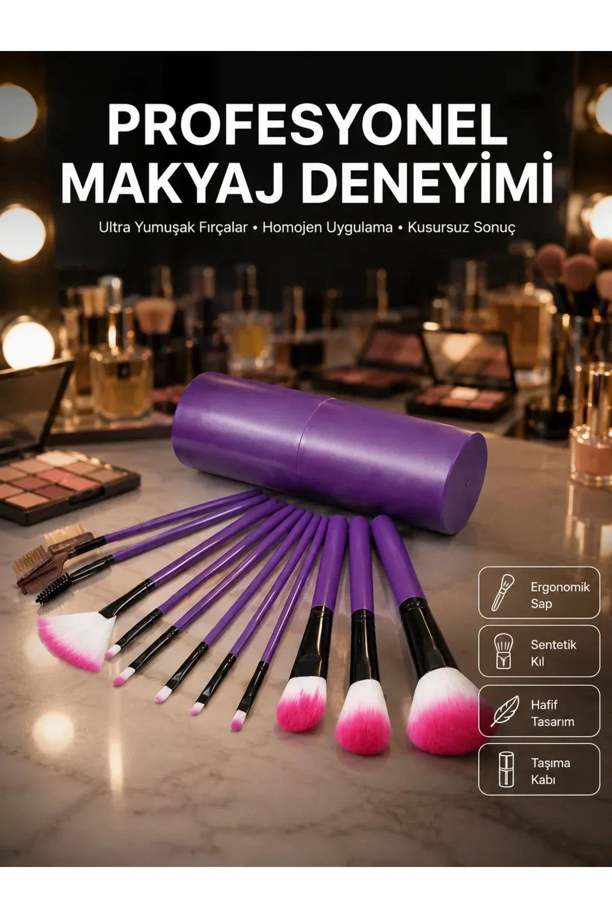 12 Parça Profesyonel Makyaj Fırçası Far Fırçası Allık Fırçası Yumuşak Kıllı 12 Parça Profesyonel Makyaj Fırçası Far Fırçası Allık Fırçası Yumuşak Kıllı