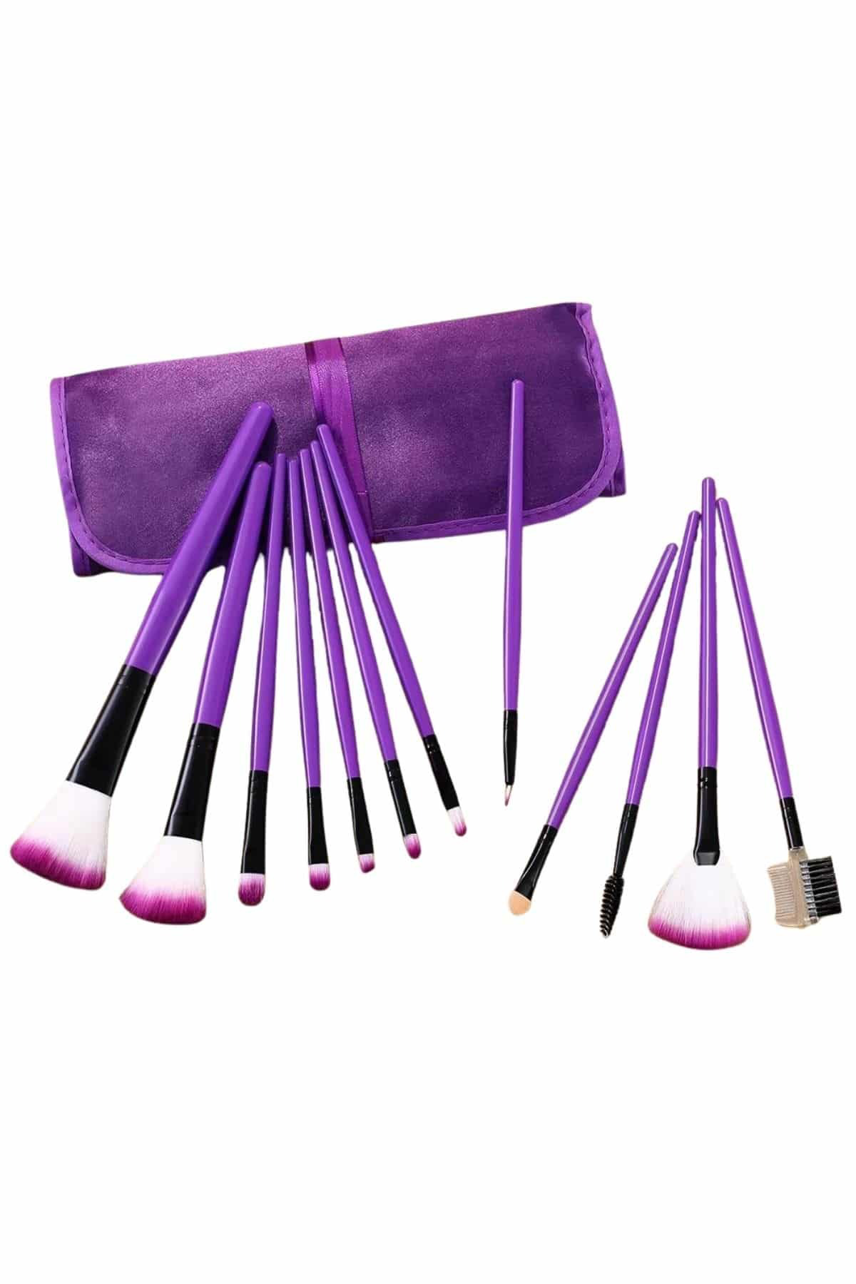 12 Parça Profesyonel Makyaj Seti Yumuşak Kıllı Yüz ve Göz Makyajı