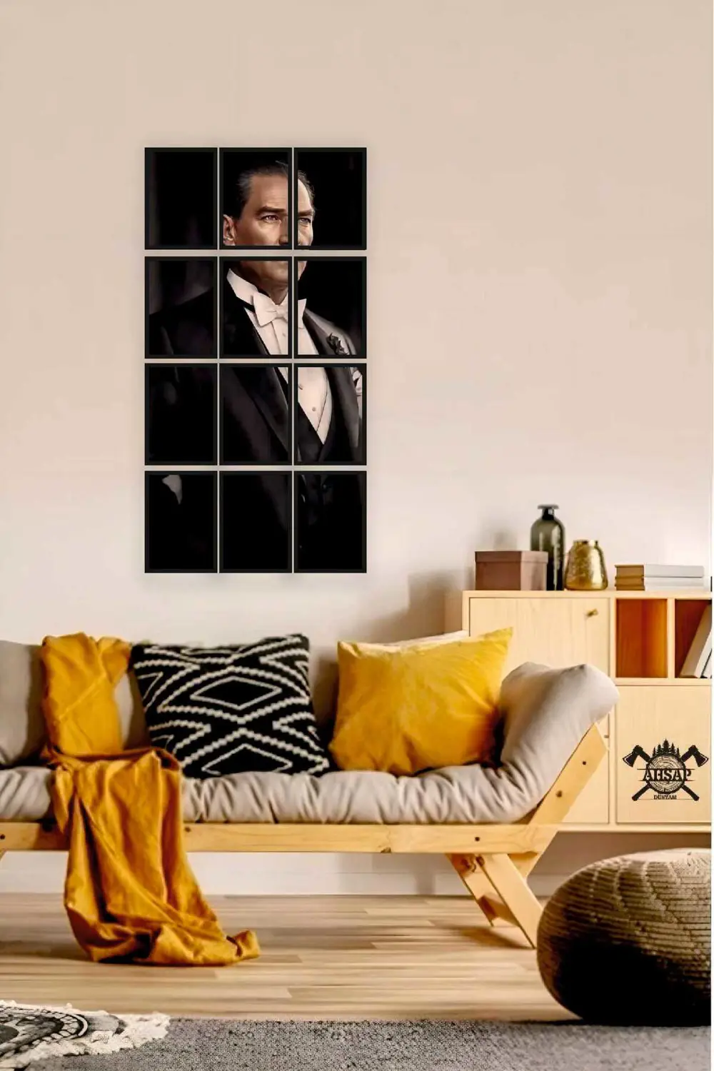12 parça Puzzle Atatürk ATAM Çerçeve Görünümlüı Mdf tablo Duvar S