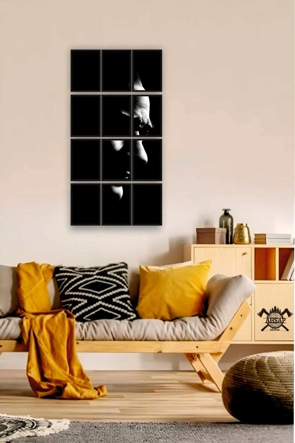 12 parça Puzzle Atatürk ATAM Çerçeve Görünümlüı Mdf tablo Duvar S