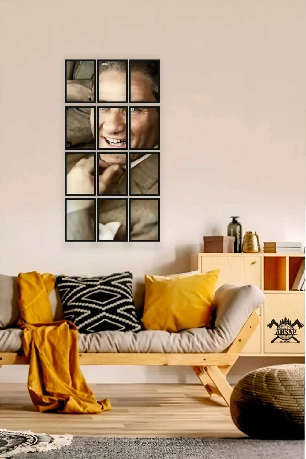 12 parça Puzzle Atatürk ATAM Çerçeve Görünümlüı Mdf tablo Duvar S