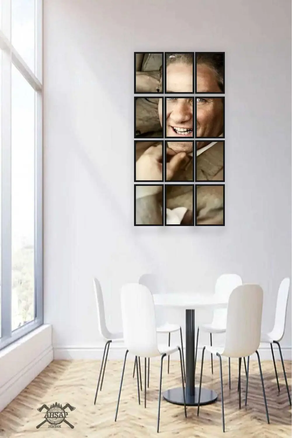 12 parça Puzzle Atatürk ATAM Çerçeve Görünümlüı Mdf tablo Duvar S
