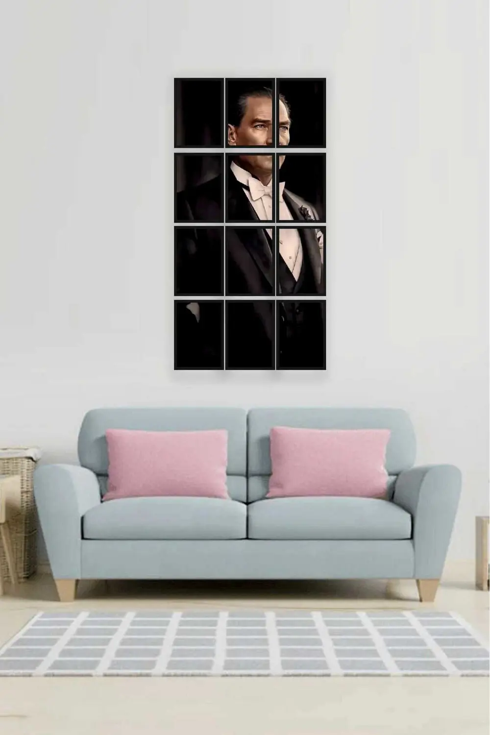 12 parça Puzzle Atatürk ATAM Çerçeve Görünümlüı Mdf tablo Duvar S