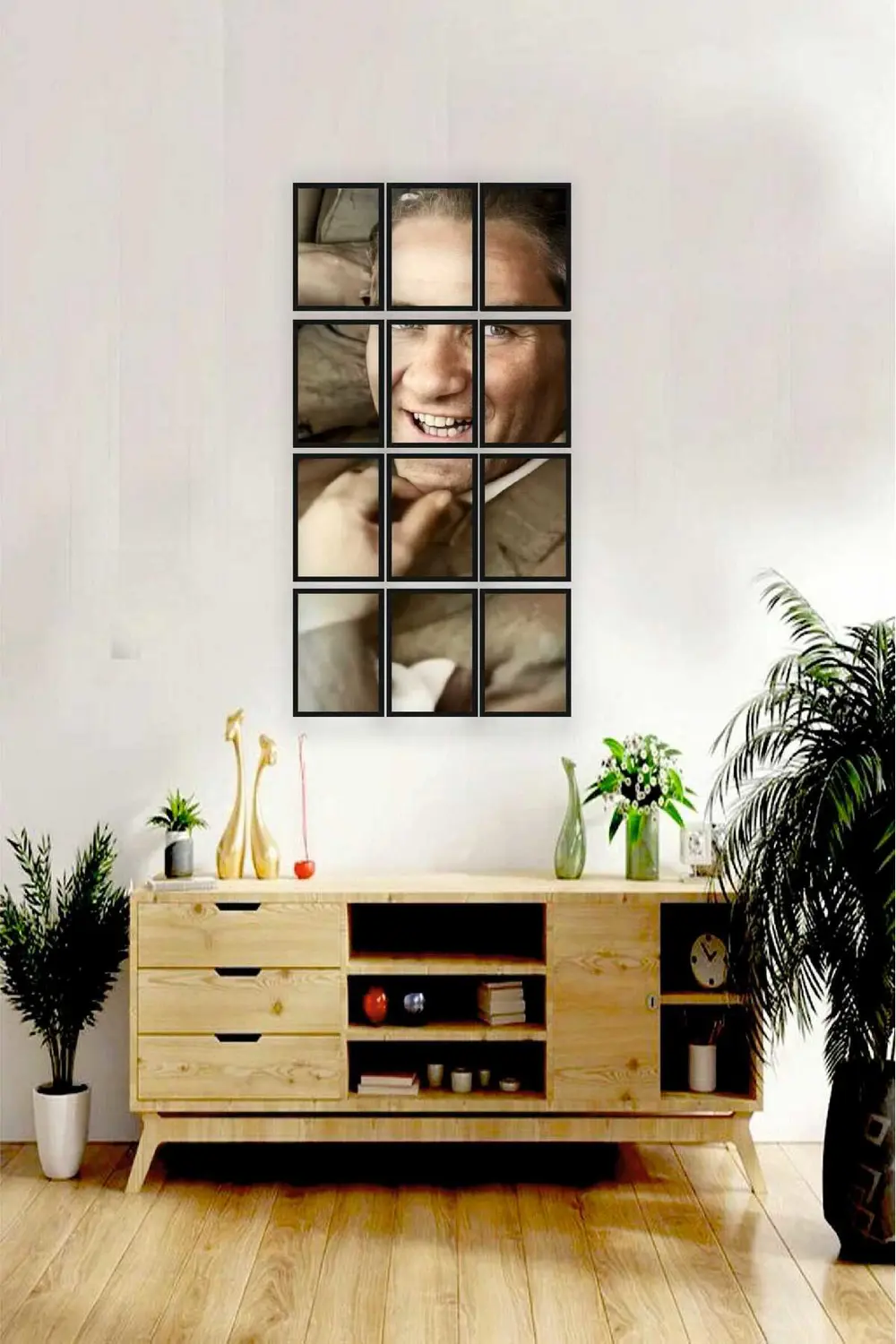 12 parça Puzzle Atatürk ATAM Çerçeve Görünümlüı Mdf tablo Duvar S