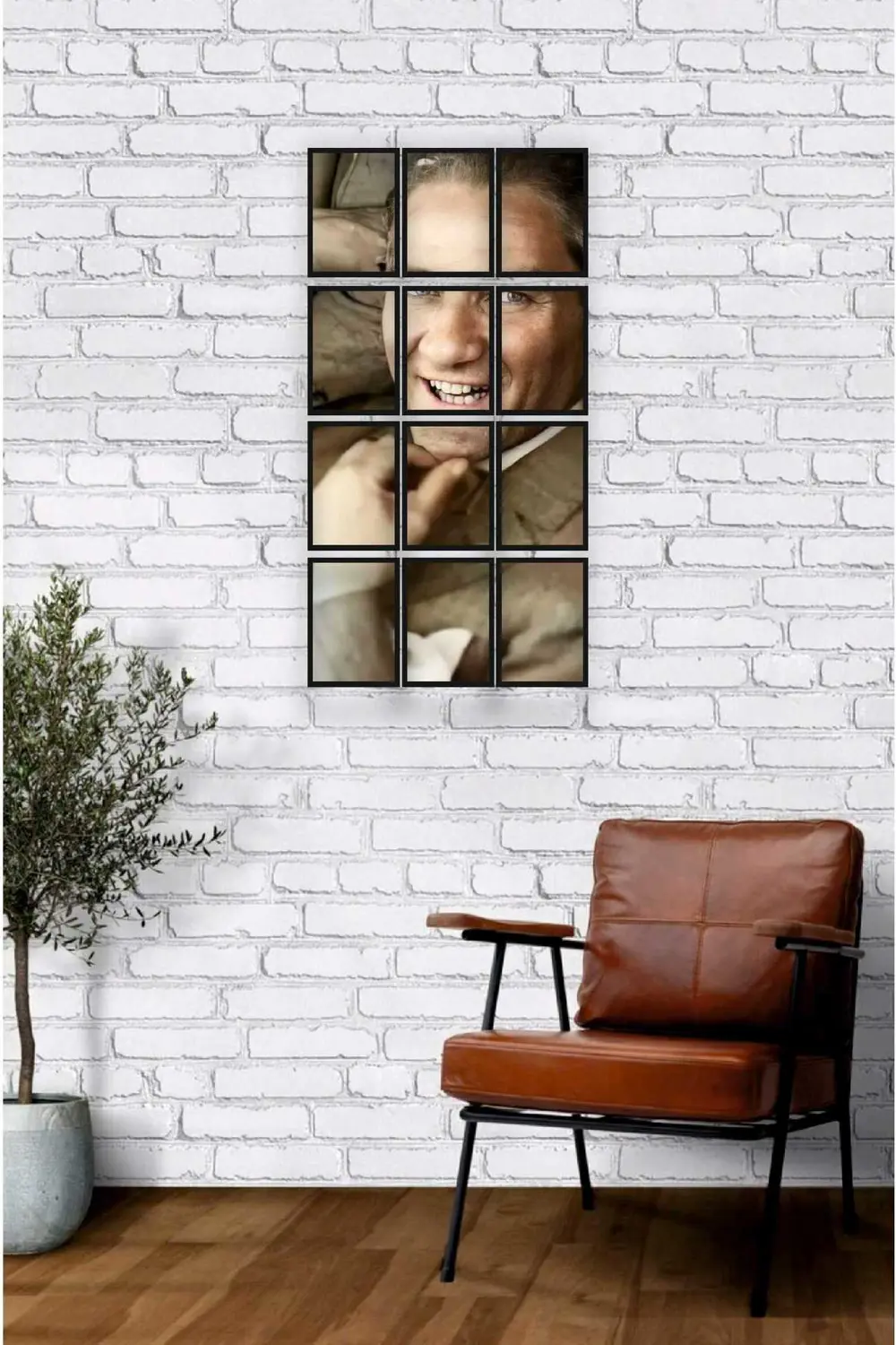 12 parça Puzzle Atatürk ATAM Çerçeve Görünümlüı Mdf tablo Duvar S