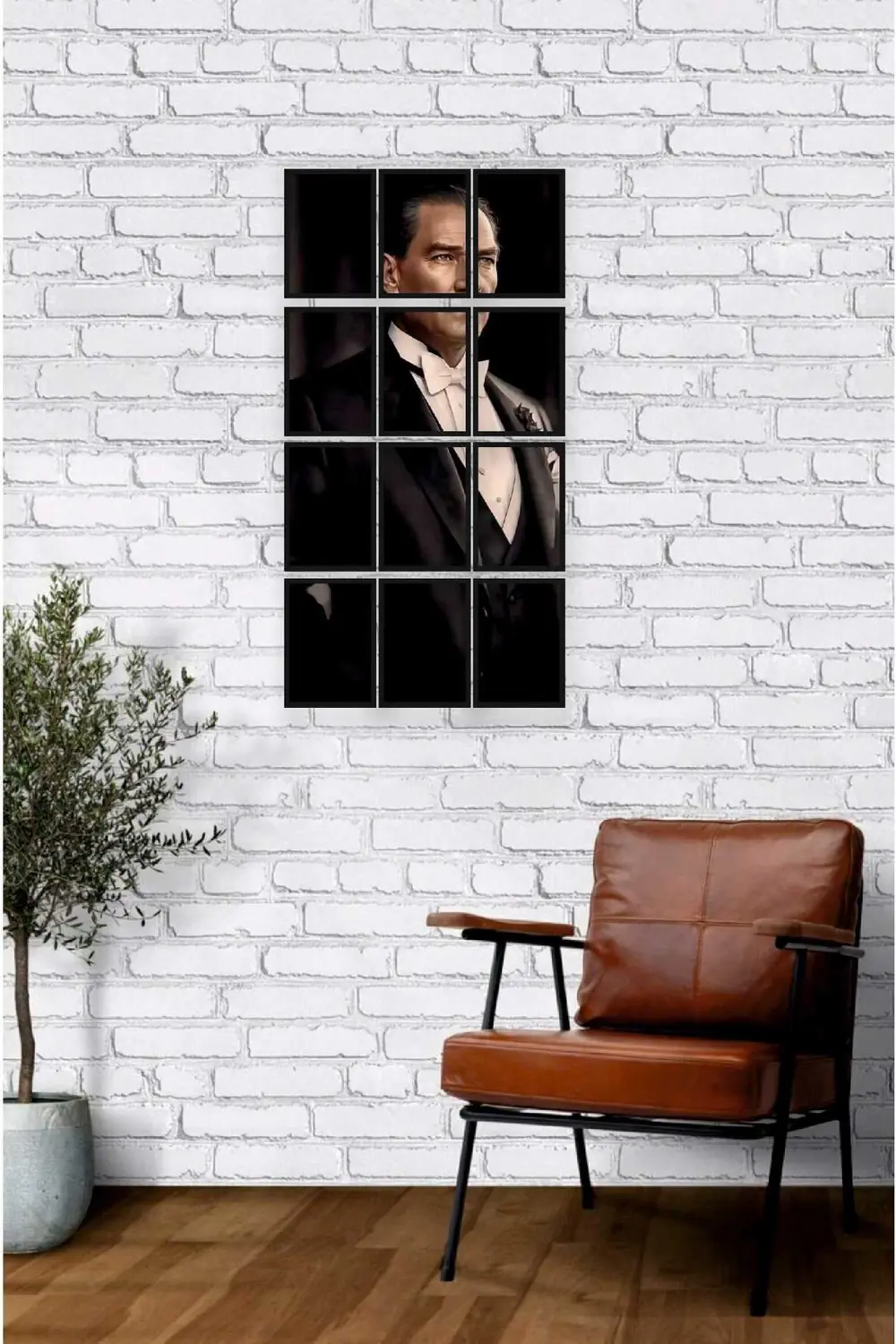 12 parça Puzzle Atatürk ATAM Çerçeve Görünümlüı Mdf tablo Duvar S